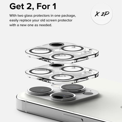 Protector de cámara trasera Ringke para Apple iPhone 15 Pro Max, Cristal Templado, Set de 2 piezas, Transparente