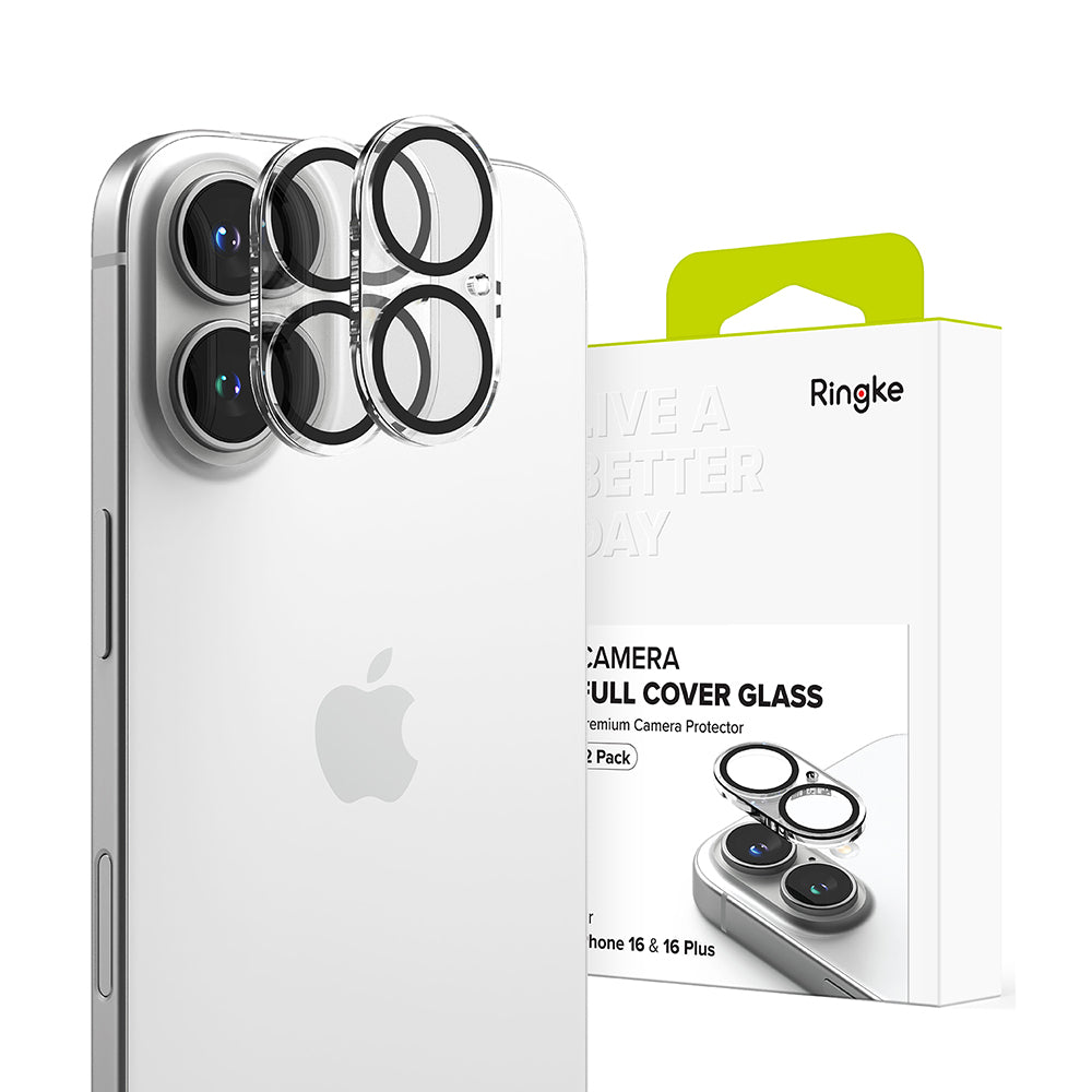 Protector de pantalla para cámara trasera Ringke para Apple iPhone 16 Plus / 16, vidrio templado, juego de 2 piezas, transparente