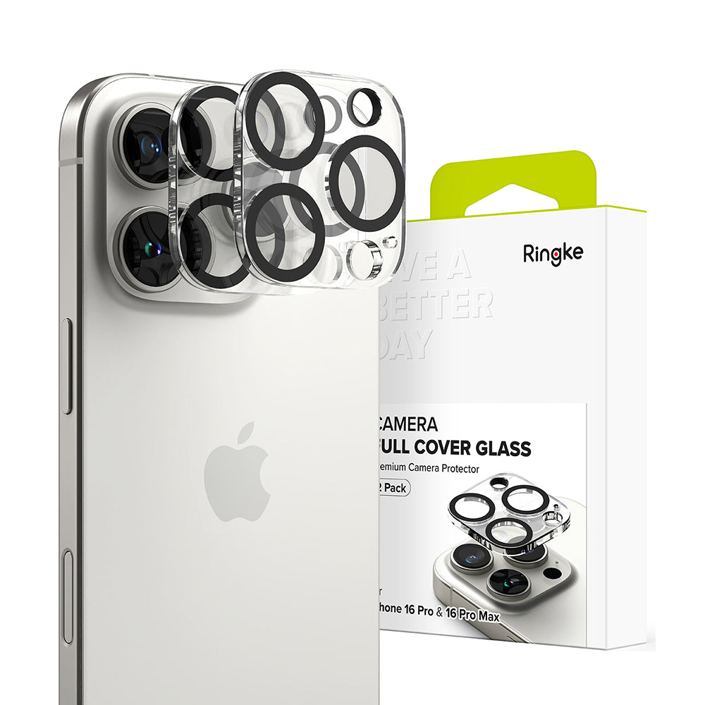 Protector de cámara trasera Ringke para Apple iPhone 16 Pro Max / 16 Pro, Cristal Templado, Set de 2 piezas, Transparente