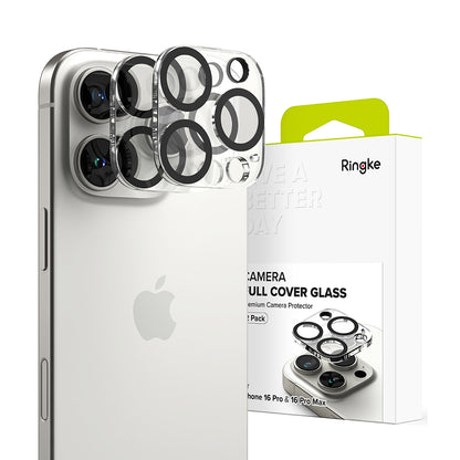 Protector de cámara trasera Ringke para Apple iPhone 16 Pro Max / 16 Pro, Cristal Templado, Set de 2 piezas, Transparente