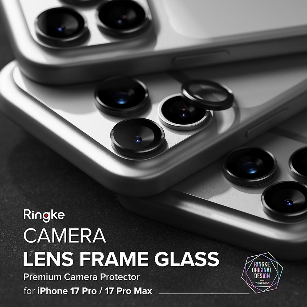 Protector de cámara trasera Ringke para Apple iPhone 17 Pro Max / 17 Pro, Cristal Templado, Negro
