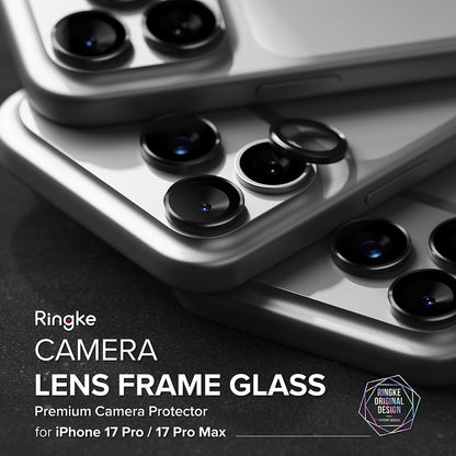 Protector de cámara trasera Ringke para Apple iPhone 17 Pro Max / 17 Pro, Cristal Templado, Negro