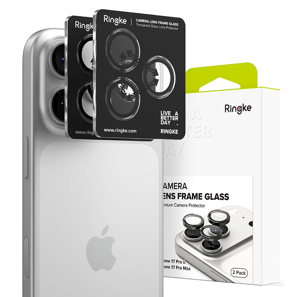 Protector de cámara trasera Ringke para Apple iPhone 17 Pro Max / 17 Pro, Cristal Templado, Negro