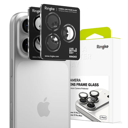 Protector de cámara trasera Ringke para Apple iPhone 17 Pro Max / 17 Pro, Cristal Templado, Negro