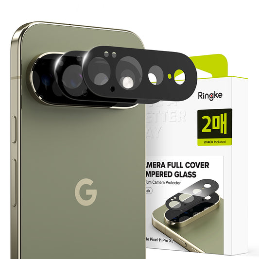 Protector de pantalla para cámara trasera Ringke para Google Pixel 11 Pro XL, vidrio templado, juego de 2 piezas, negro