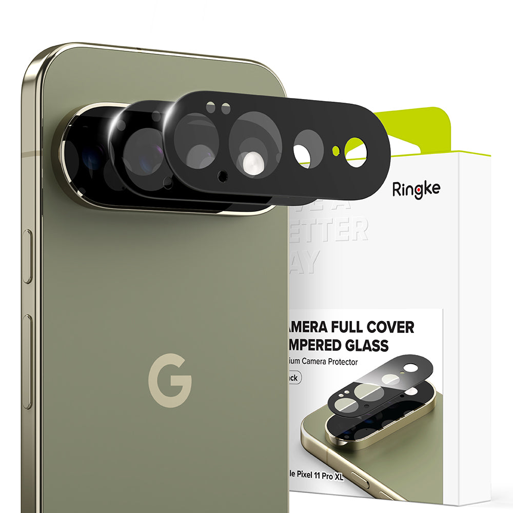 Protector de pantalla para cámara trasera Ringke para Google Pixel 11 Pro XL, vidrio templado, juego de 2 piezas, negro