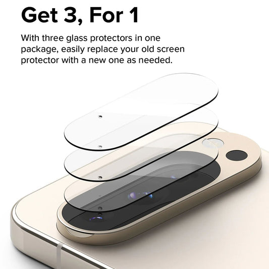 Protector de pantalla para cámara trasera Ringke para Google Pixel 9 Pro, vidrio templado, juego de 3 piezas, transparente