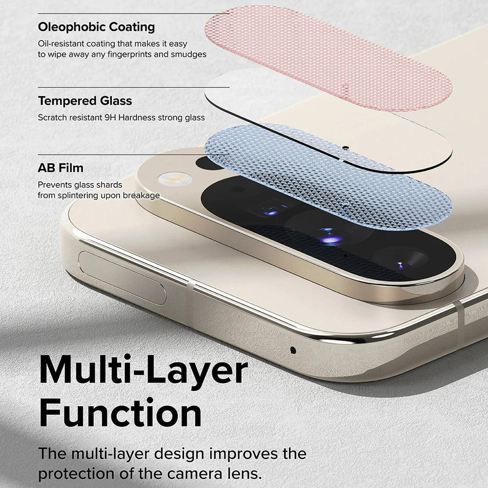 Protector de pantalla para cámara trasera Ringke para Google Pixel 9 Pro, vidrio templado, juego de 3 piezas, transparente