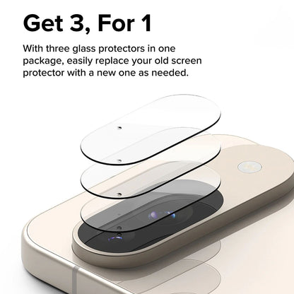 Protector de cámara trasera Ringke para Google Pixel 9, Cristal Templado, Set de 3 piezas, Transparente