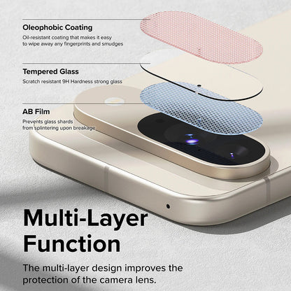 Protector de cámara trasera Ringke para Google Pixel 9, Cristal Templado, Set de 3 piezas, Transparente