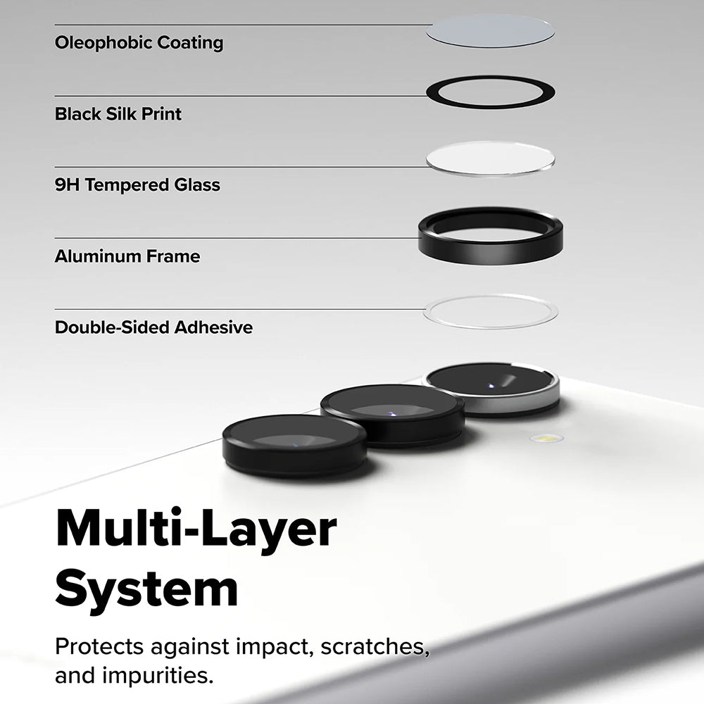Protector de pantalla para cámara trasera Ringke para Samsung Galaxy S25 FE, vidrio templado, juego de 2 piezas, negro