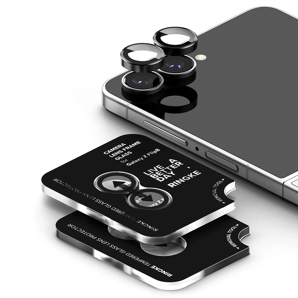 Protector de cámara trasera Ringke para Samsung Galaxy Z Flip8 F776, vidrio templado, juego de 2 piezas, negro