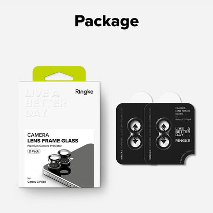 Protector de cámara trasera Ringke para Samsung Galaxy Z Flip8 F776, vidrio templado, juego de 2 piezas, negro