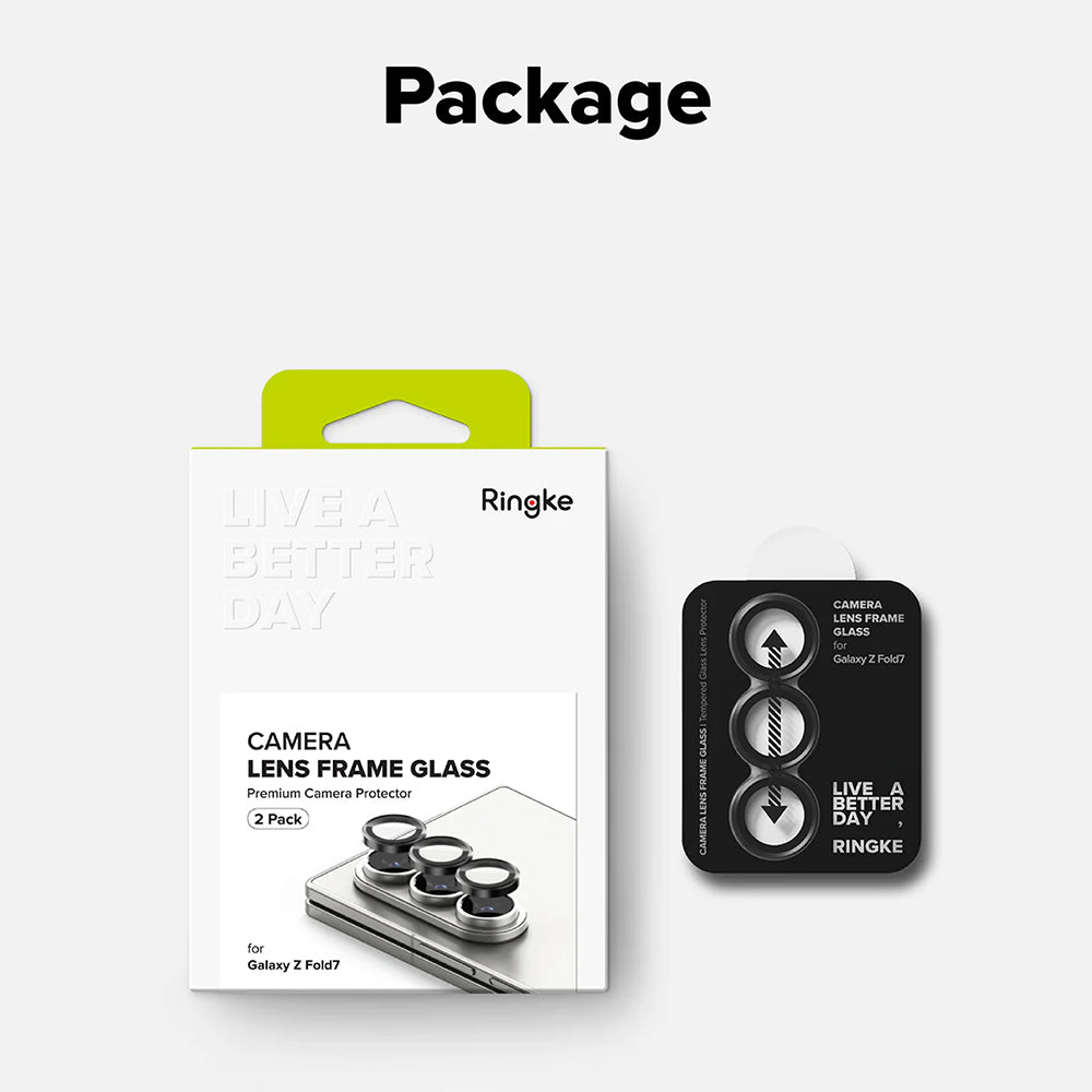 Protector de cámara trasera Ringke para Samsung Galaxy Z Fold7 F966, Cristal Templado, Set de 2 piezas, Negro