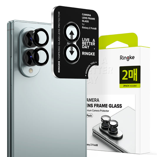 Protector de cámara trasera Ringke para Samsung Galaxy Z Fold8 F971, vidrio templado, juego de 2 piezas, negro