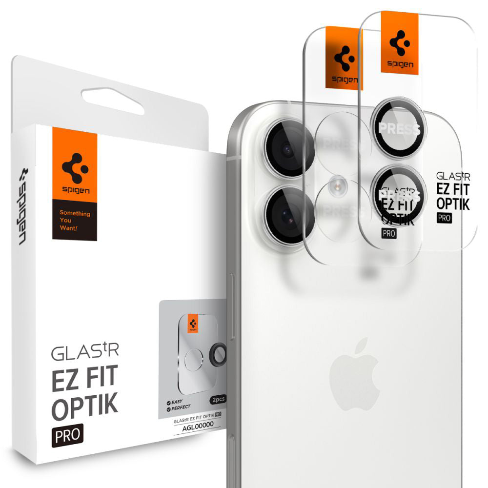 Protector de cámara trasera Spigen GlastR EZ FIT Optik Pro para Apple iPhone 17 / 16 Plus / 16, Cristal Templado, Set de 2 piezas, Plateado