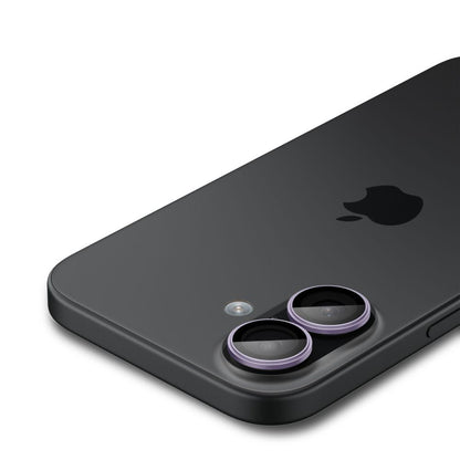 Protector de cámara trasera Spigen GlastR EZ FIT Optik Pro para Apple iPhone 17 / 16 Plus / 16, Cristal Templado, Set de 2 piezas, Morado