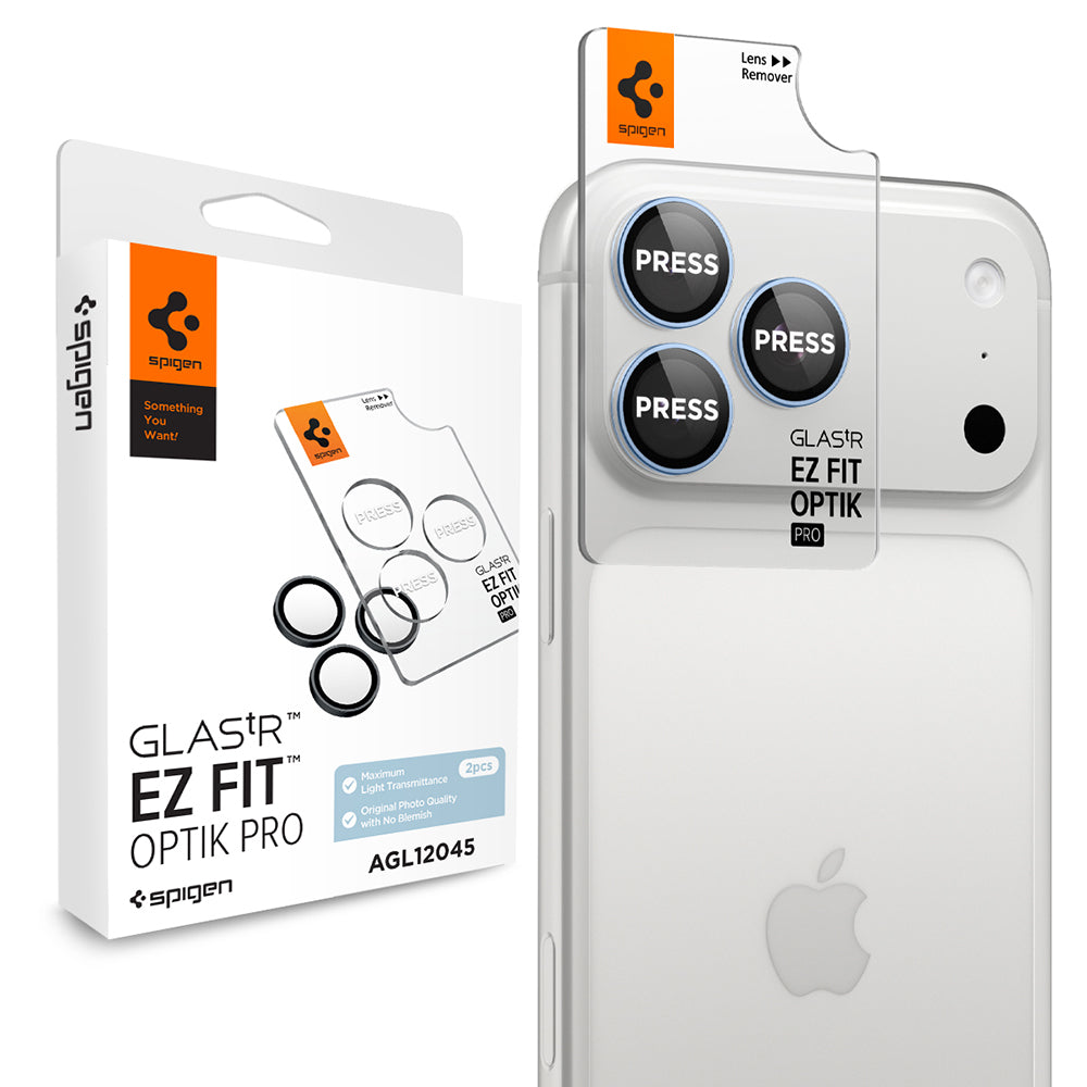 Protector de cámara trasera Spigen GlastR EZ FIT Optik Pro para Apple iPhone 18 Pro / 18 Pro Max, vidrio templado, juego de 2 piezas, azul AGL12045