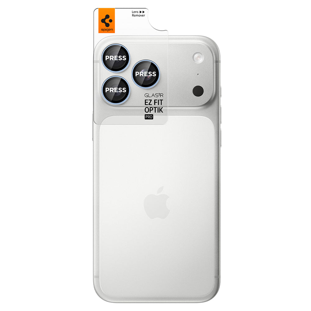 Protector de cámara trasera Spigen GlastR EZ FIT Optik Pro para Apple iPhone 18 Pro / 18 Pro Max, vidrio templado, juego de 2 piezas, azul AGL12045