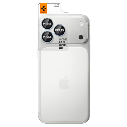 Protector de cámara trasera Spigen GlastR EZ FIT Optik Pro para Apple iPhone 18 Pro / 18 Pro Max, vidrio templado, juego de 2 piezas, azul AGL12045