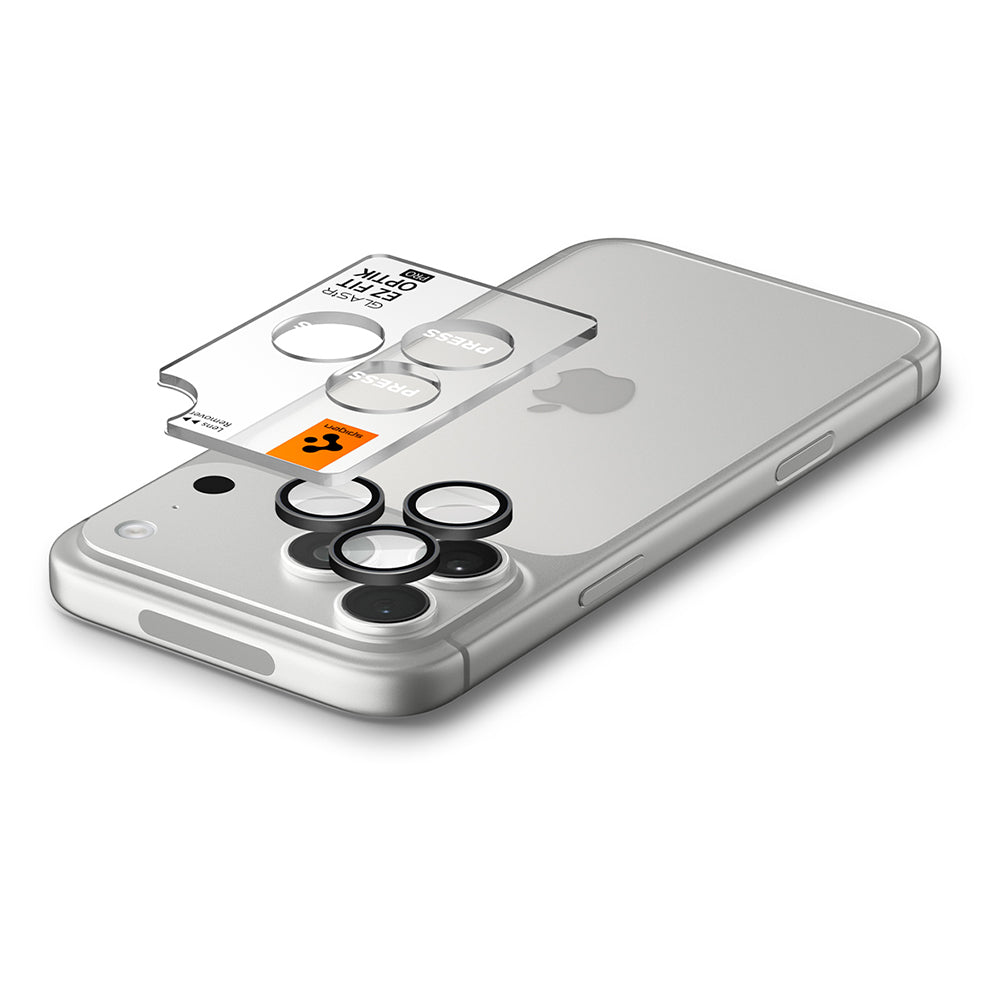 Protector de cámara trasera Spigen GlastR EZ FIT Optik Pro para Apple iPhone 18 Pro / 18 Pro Max, vidrio templado, juego de 2 piezas, gris oscuro AGL12043