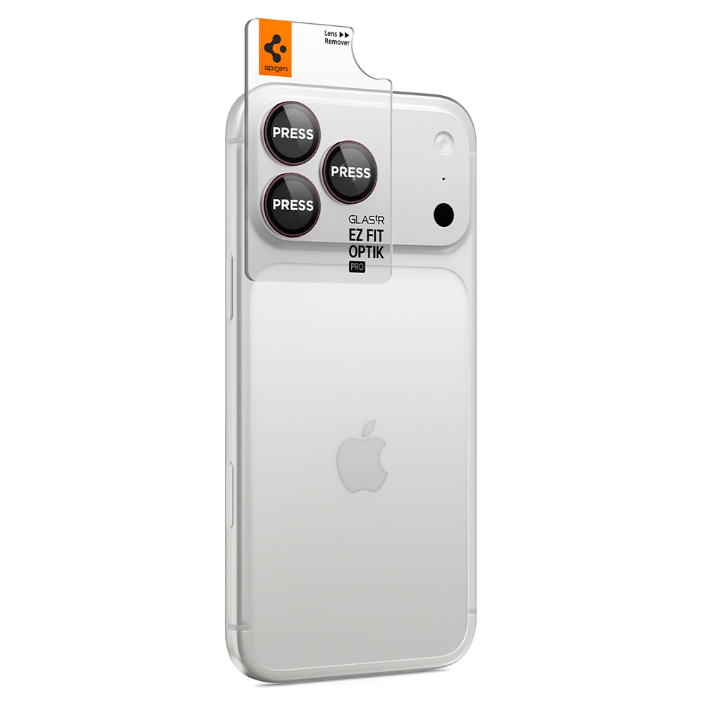 Protector de cámara trasera Spigen GlastR EZ FIT Optik Pro para Apple iPhone 18 Pro / 18 Pro Max, vidrio templado, juego de 2 piezas, burdeos AGL12044