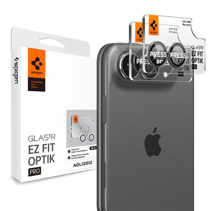 Protector de cámara trasera Spigen GlastR EZ FIT Optik Pro para Apple iPhone Duo, vidrio templado, juego de 2 piezas, gris AGL12012