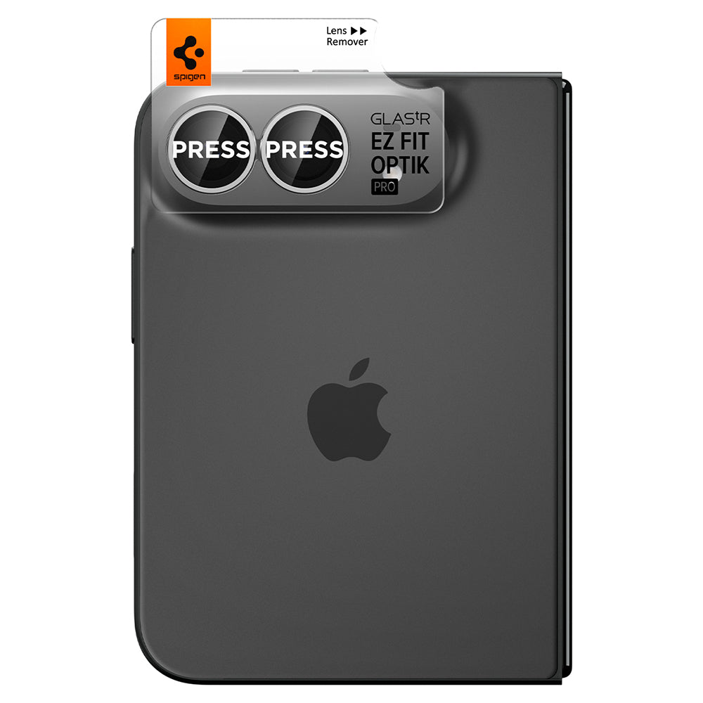 Protector de cámara trasera Spigen GlastR EZ FIT Optik Pro para Apple iPhone Duo, vidrio templado, juego de 2 piezas, gris AGL12012