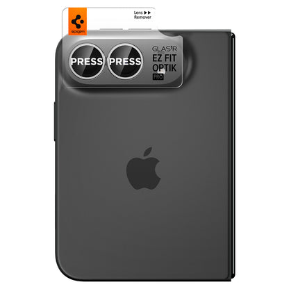 Protector de cámara trasera Spigen GlastR EZ FIT Optik Pro para Apple iPhone Duo, vidrio templado, juego de 2 piezas, gris AGL12012