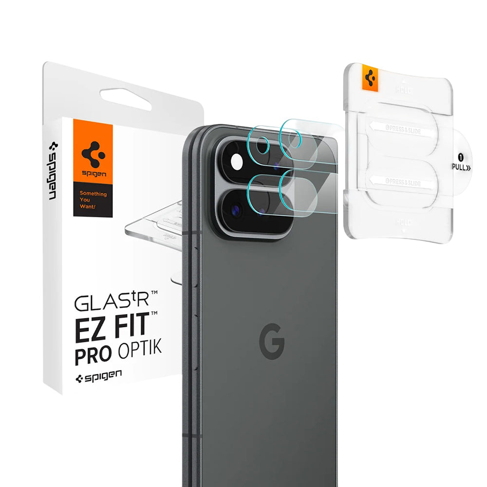Protector de cámara trasera Spigen GlastR EZ FIT Optik Pro para Google Pixel 11 Pro Fold, vidrio templado, juego de 2 piezas, transparente AGL11491