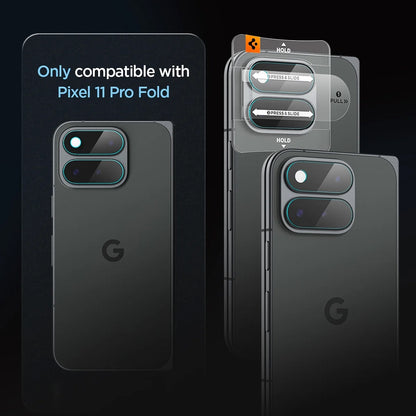 Protector de cámara trasera Spigen GlastR EZ FIT Optik Pro para Google Pixel 11 Pro Fold, vidrio templado, juego de 2 piezas, transparente AGL11491