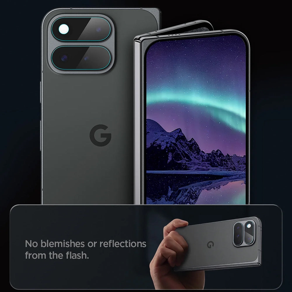 Protector de cámara trasera Spigen GlastR EZ FIT Optik Pro para Google Pixel 11 Pro Fold, vidrio templado, juego de 2 piezas, transparente AGL11491
