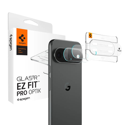 Protector de cámara trasera Spigen GlastR EZ FIT Optik Pro para Google Pixel 11 Pro XL, vidrio templado, juego de 2 piezas, negro AGL11489