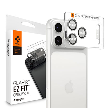 Folie de protección Cámara Trasera Spigen GlastR EZ FIT Optik Pro XL para Apple iPhone 17 Pro, Cristal Templado, Plateado AGL10647