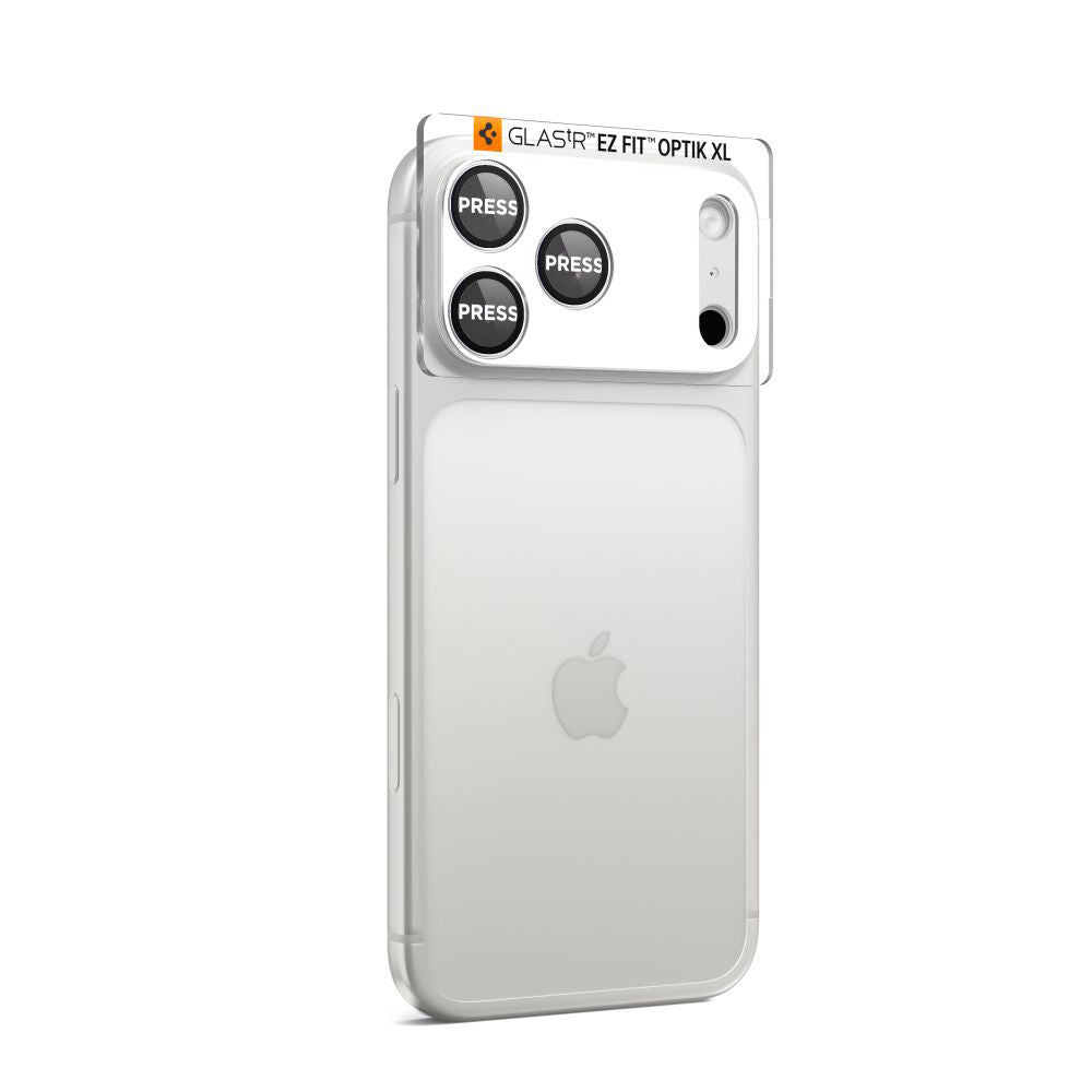 Folie de protección Cámara Trasera Spigen GlastR EZ FIT Optik Pro XL para Apple iPhone 17 Pro, Cristal Templado, Plateado AGL10647