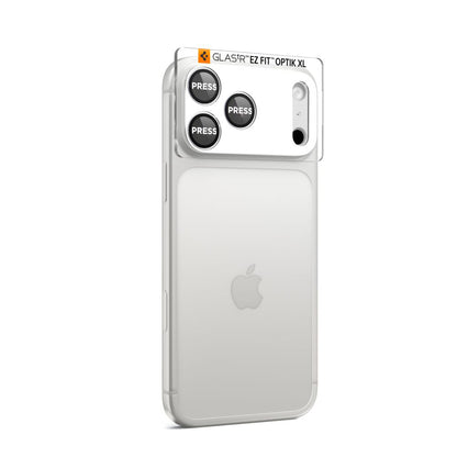 Folie de protección Cámara Trasera Spigen GlastR EZ FIT Optik Pro XL para Apple iPhone 17 Pro, Cristal Templado, Plateado AGL10647