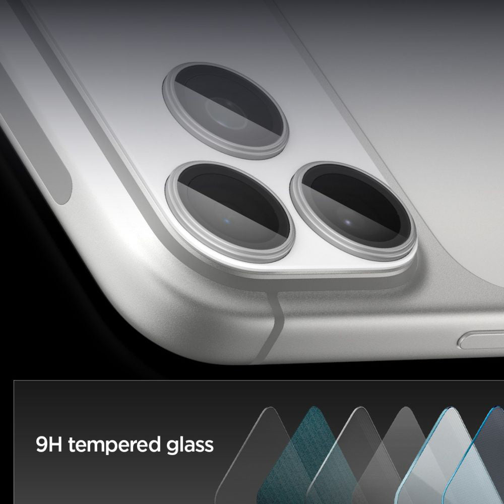Folie de protección Cámara Trasera Spigen GlastR EZ FIT Optik Pro XL para Apple iPhone 17 Pro, Cristal Templado, Plateado AGL10647