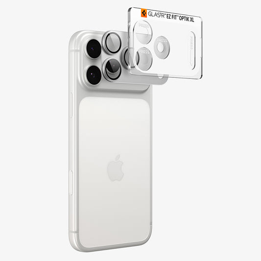 Protector de cámara trasera Spigen GlastR EZ FIT Optik Pro XL para Apple iPhone 18 Pro Max, vidrio templado, plateado AGL12042