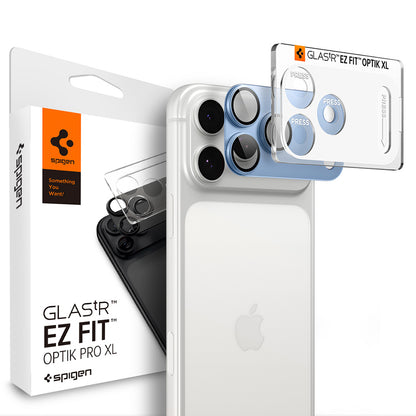 Protector de cámara trasera Spigen GlastR EZ FIT Optik Pro XL para Apple iPhone 18 Pro Max, vidrio templado, azul AGL12041