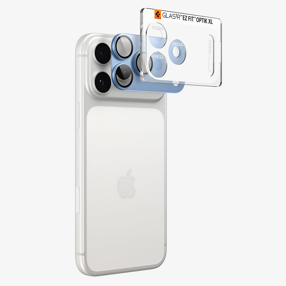Protector de cámara trasera Spigen GlastR EZ FIT Optik Pro XL para Apple iPhone 18 Pro, vidrio templado, azul AGL12037