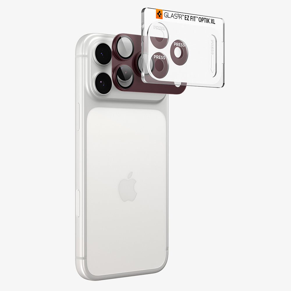 Protector de cámara trasera Spigen GlastR EZ FIT Optik Pro XL para Apple iPhone 18 Pro, vidrio templado, burdeos AGL12036
