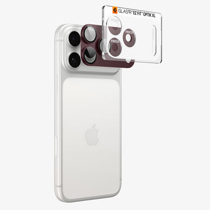 Protector de cámara trasera Spigen GlastR EZ FIT Optik Pro XL para Apple iPhone 18 Pro, vidrio templado, burdeos AGL12036