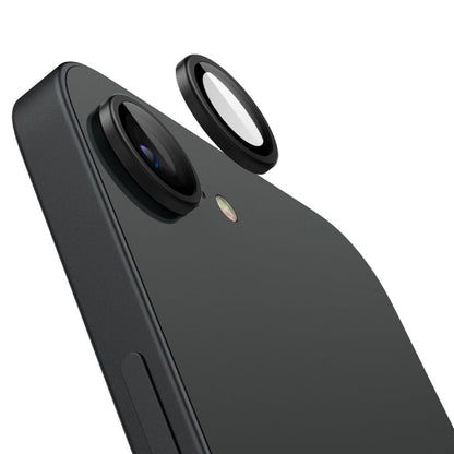Protector de cámara trasera Spigen GlastR EZ FIT Optik Pro para Apple iPhone 17e / 16e, Cristal Templado, Set de 2 piezas, Negro AGL09279