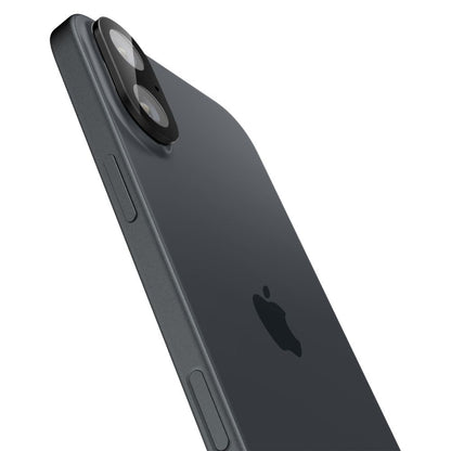 Protector de cámara trasera Spigen GlastR Optik para Apple iPhone 16 Plus / 16, Cristal Templado, Set de 2 piezas, Negro AGL07922