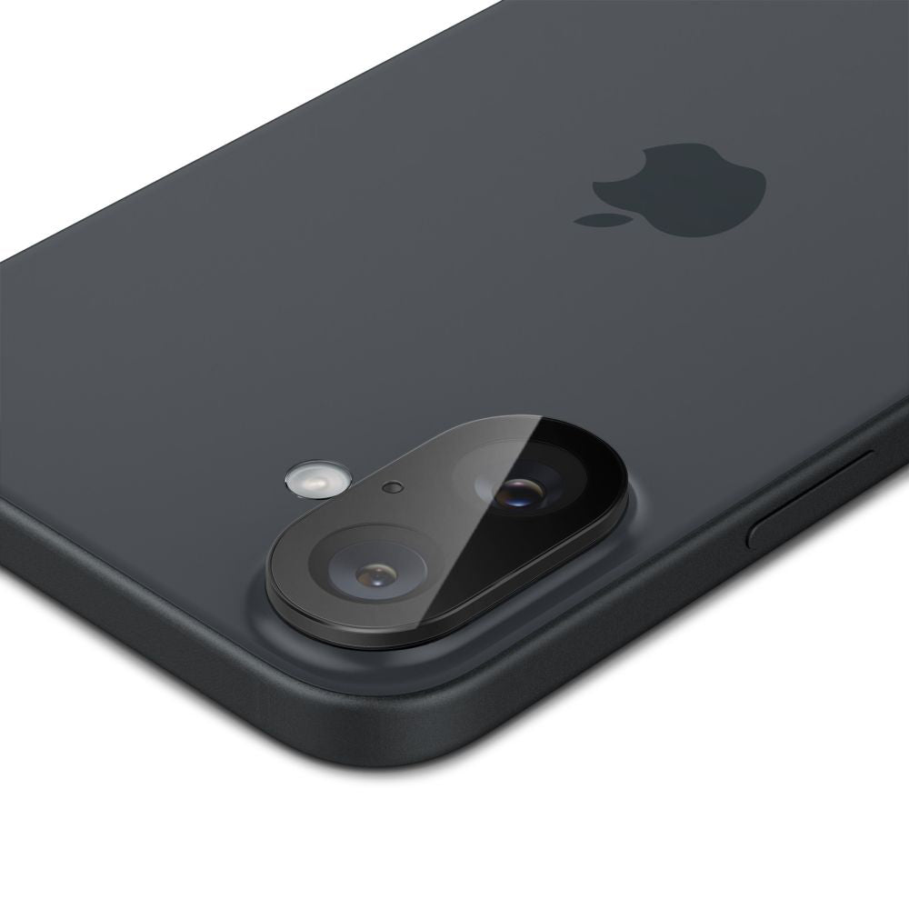 Protector de cámara trasera Spigen GlastR Optik para Apple iPhone 16 Plus / 16, Cristal Templado, Set de 2 piezas, Negro AGL07922