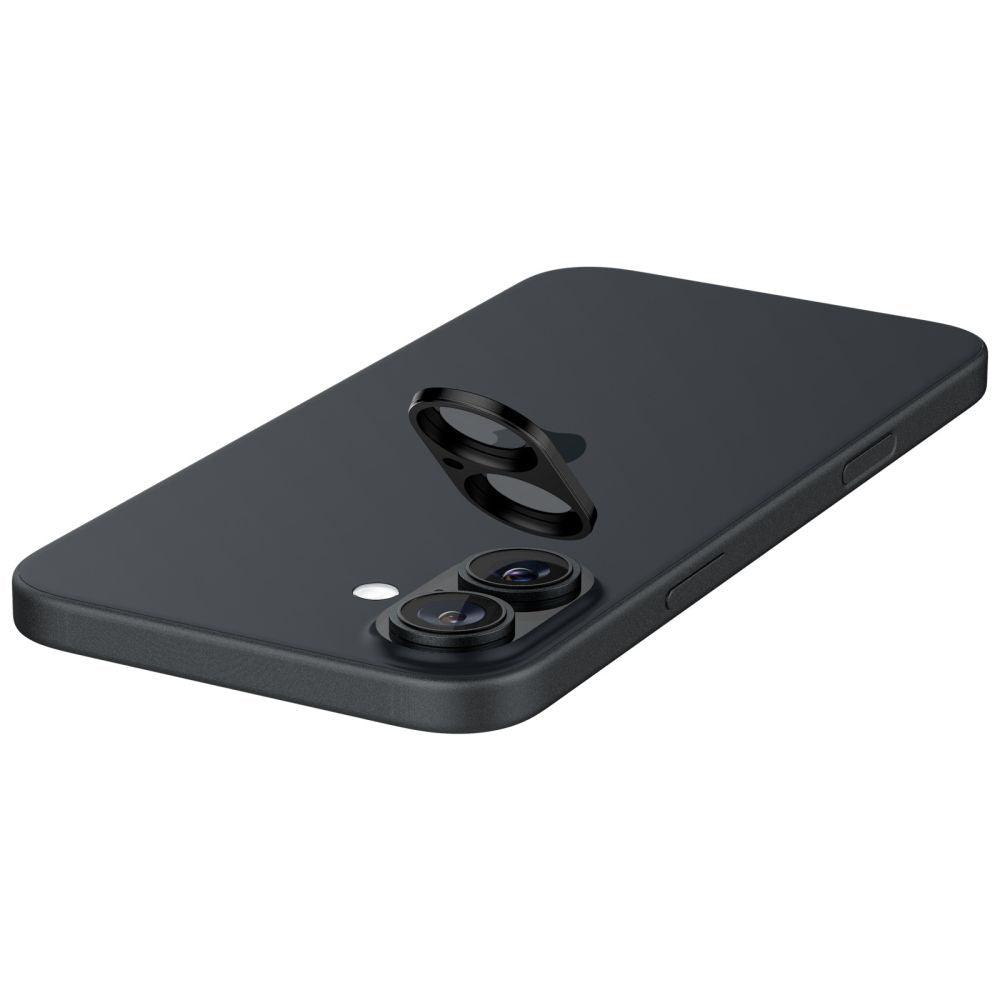 Protector de cámara trasera Spigen GlastR Optik para Apple iPhone 16 Plus / 16, Cristal Templado, Set de 2 piezas, Negro AGL07922