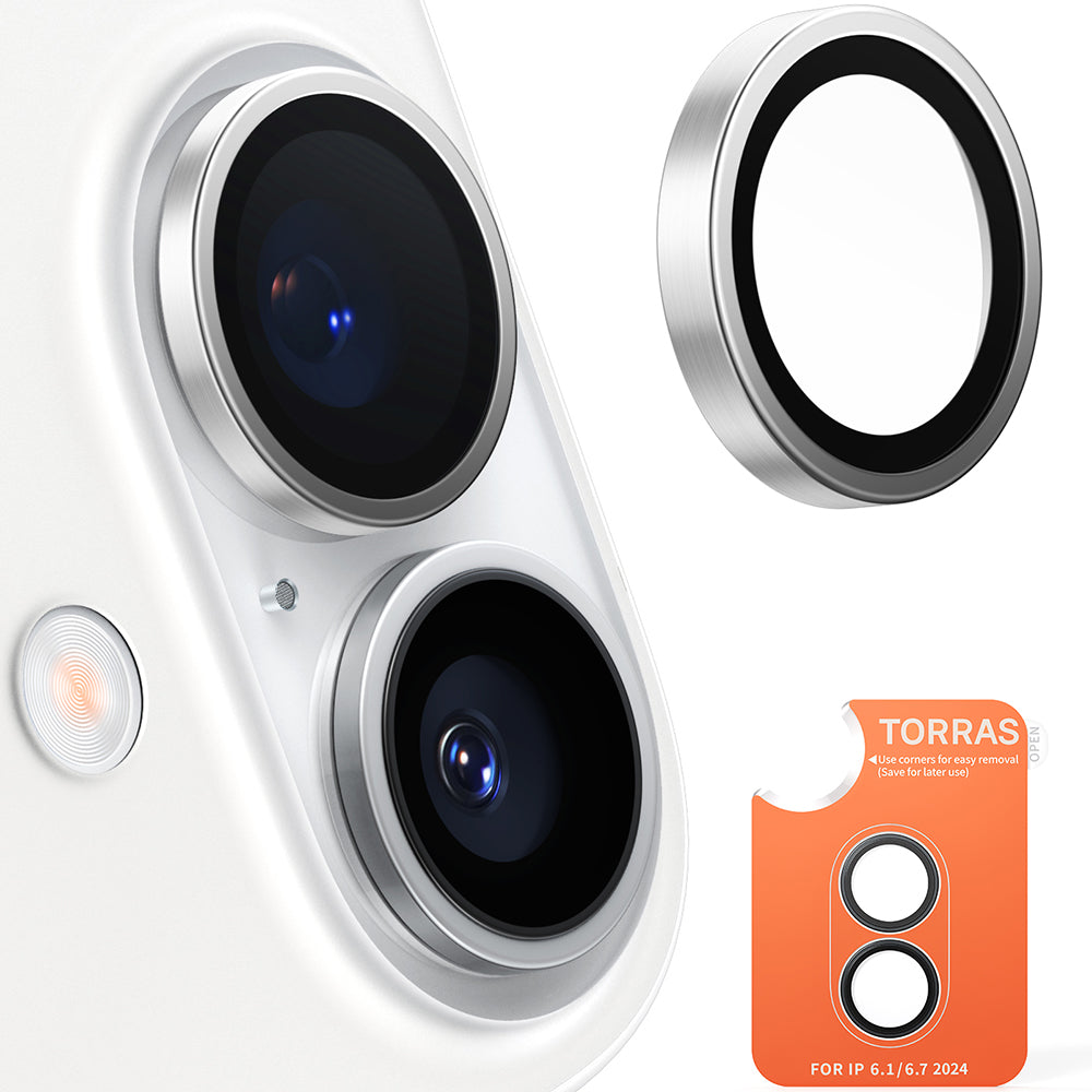 Protector de cámara trasera Torras Lensguard para Apple iPhone 16 Plus / 16, Cristal Templado, Gris Metálico