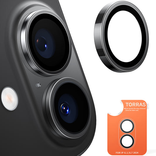 Protector de cámara trasera Torras Lensguard para Apple iPhone 16 Plus / 16, Cristal Templado, Negro