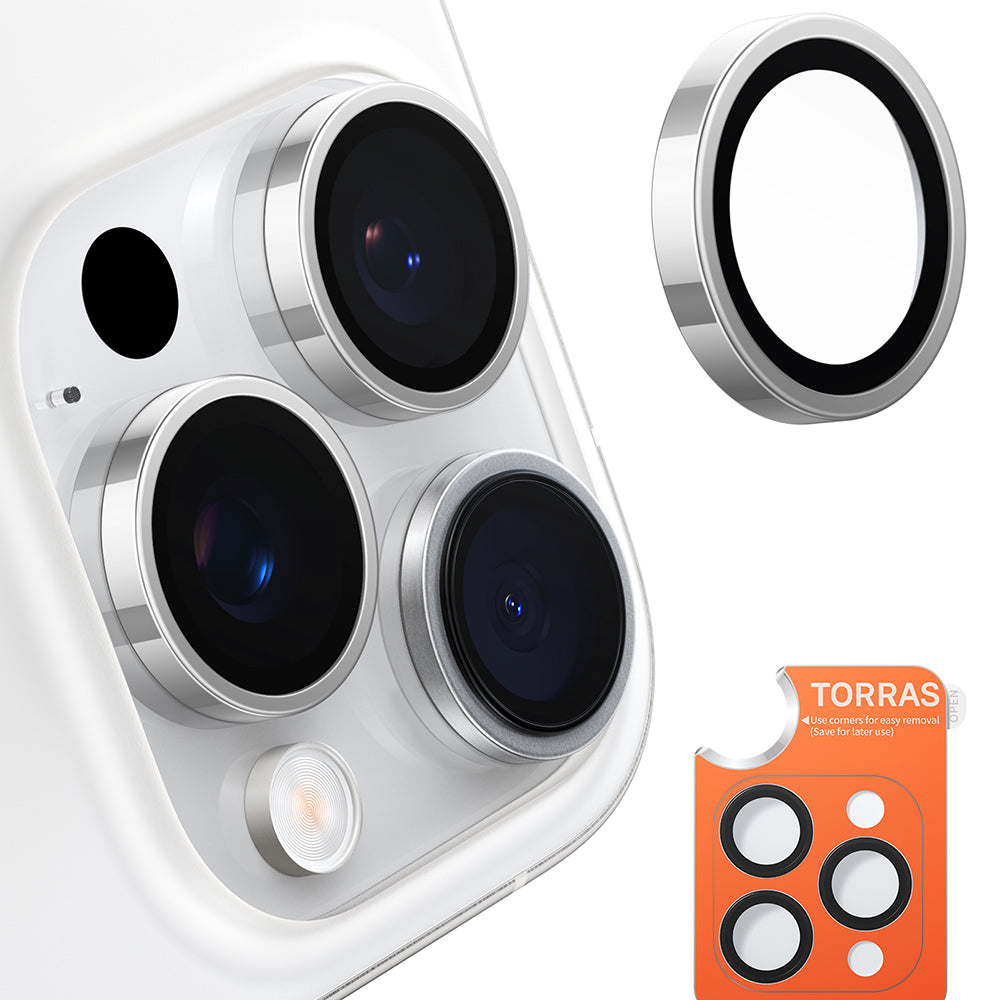 Protector de cámara trasera Torras Lensguard para Apple iPhone 16 Pro Max / 16 Pro, vidrio templado, gris metálico