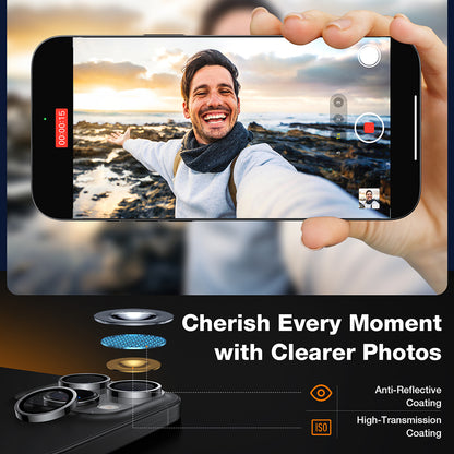 Protector de cámara trasera Torras Lensguard para Apple iPhone 16 Pro Max / 16 Pro, vidrio templado, gris metálico